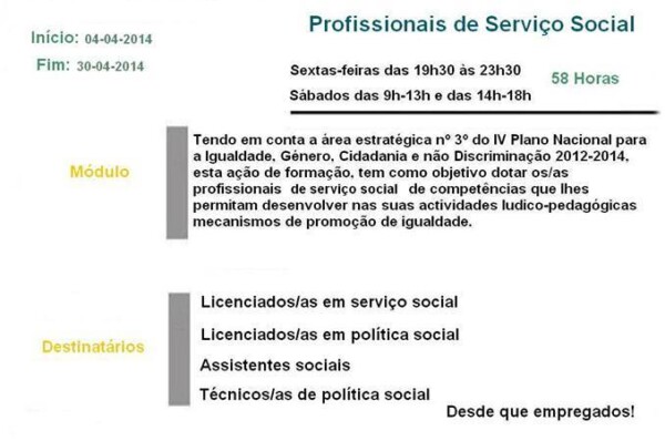 Formação de públicos estratégicos para a obtenção da especialização em Igualdade de Género