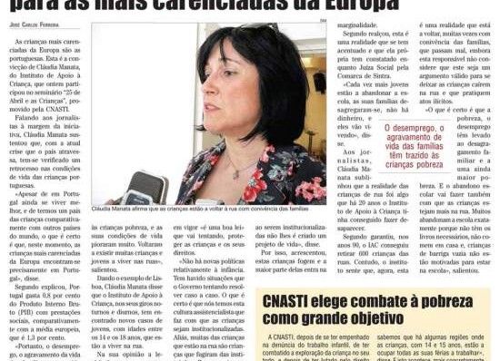 Crise relega crianças portuguesas para as mais carenciadas da Europa