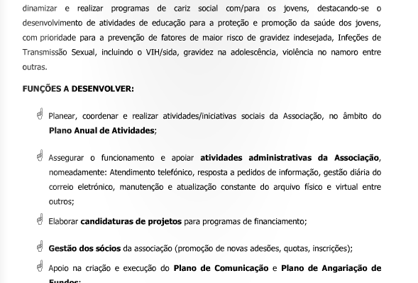 Associação Bué Fixe pretende recrutar colaborador