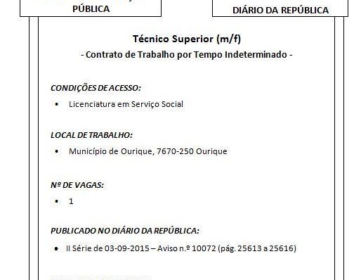 Câmara de Ourique procura Assistente Social