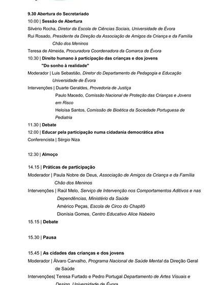  Seminário “O direito à Participação das crianças e Jovens. Visões e Práticas”