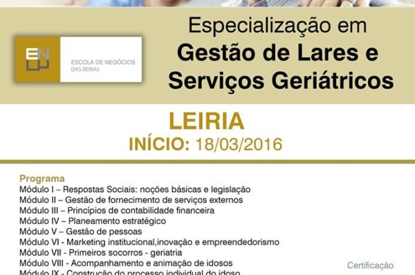 Especialização em Gestão de Lares e Serviços Geriátricos