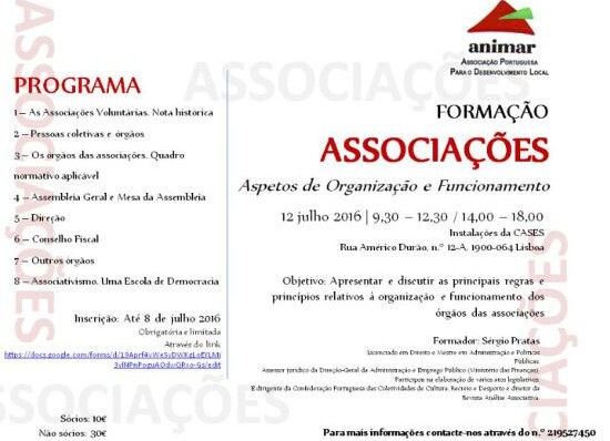 Associações, aspetos de organização e funcionamento
