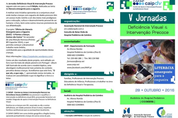 V Jornadas de Deficiência Visual & IP – Literacia emergente para a cegueira