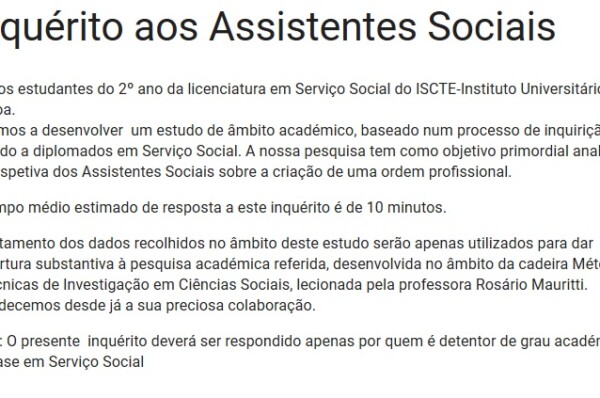 Estudo : Análise da Perspectiva dos Assistentes Sociais sobre a criação de uma ordem Profissional