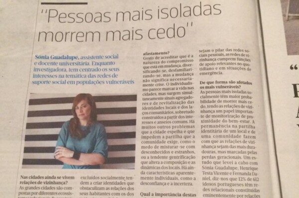 Assistente Social Sónia Guadalupe no Jornal de Notícias, 16/07/2017