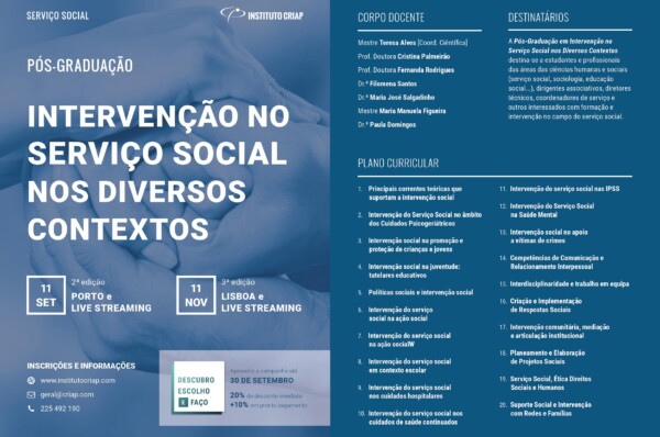 Pós-Graduação em Intervenção no Serviço Social nos Diversos Contextos