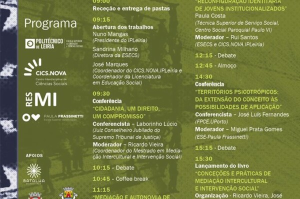 Conferência ” Estar Dentro e Estar Fora para Mediar e Intervir ”  25 de Novembro – Esecs/Ipleiria