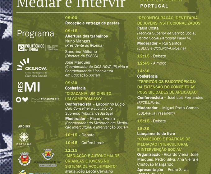  Conferência ” Estar Dentro e Estar Fora para Mediar e Intervir ”  25 de Novembro – Esecs/Ipleiria
