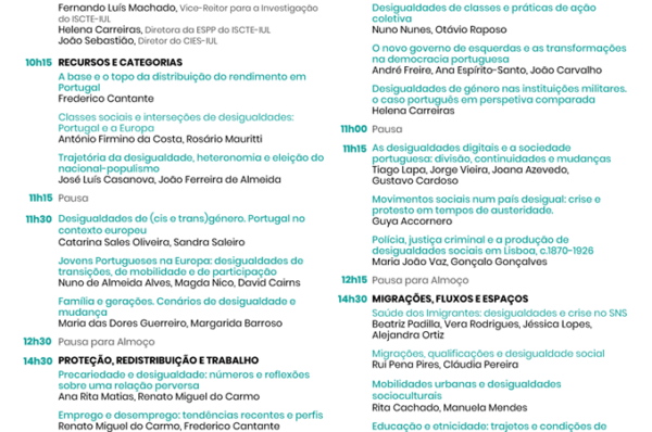 Fórum de Pesquisas CIES-IUL 2017 – Desigualdades Sociais em Portugal e na Europa