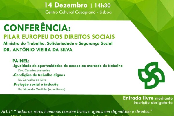 CONFERÊNCIA – PILAR EUROPEU DOS DIREITOS SOCIAIS –  14 de Dezembro