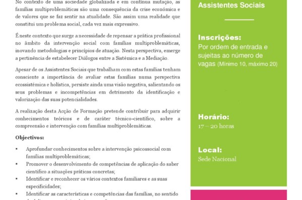 Formação ” Intervenção com Famílias Multiproblemáticas”