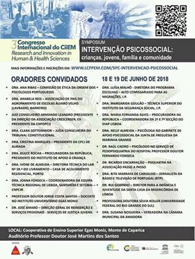 Simpósio”Intervenção Psicossocial: Crianças, Jovens, Famílias e Comunidade” 18-19 Junho