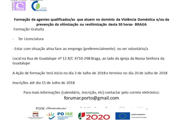 Formação de agentes qualificados/as que atuem no domínio da Violência Doméstica e/ou da prevenção da vitimização ou revitimização