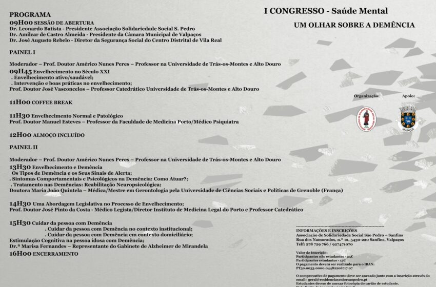  I Congresso ” Saúde Mental – Um olhar sobre a demência”