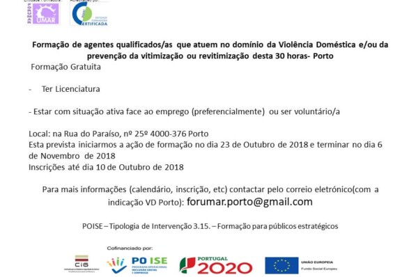 Formação : Violência Doméstica – 30 horas – Gratuito