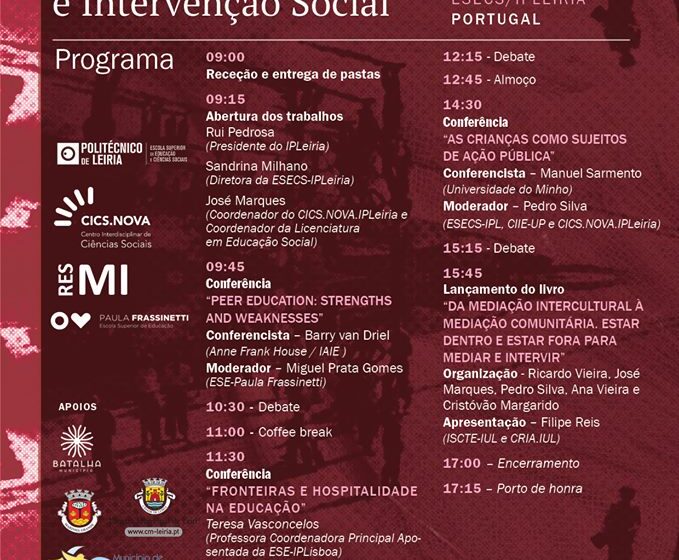  Conferência de Mediação Intercultural e Intervenção Social, ESECS.IPLeiria, 17 de novembro