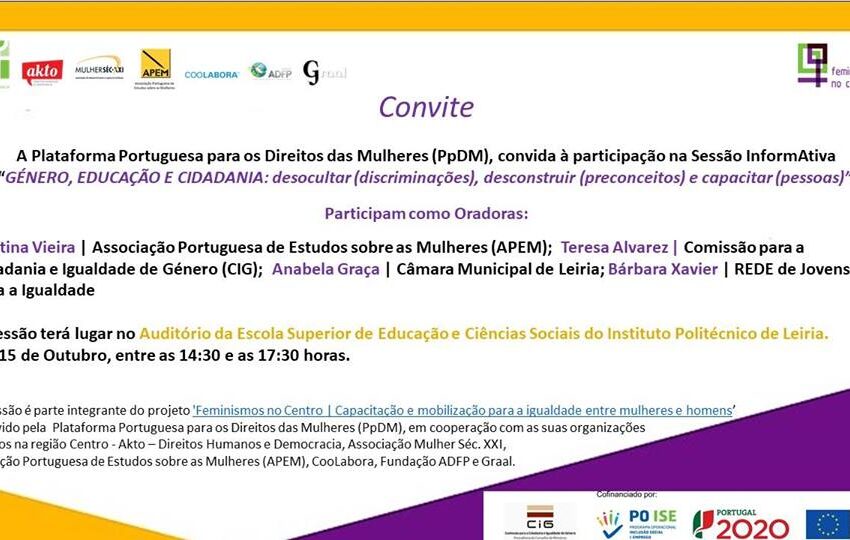  Sessão Informativa : Género, Educação e Cidadania