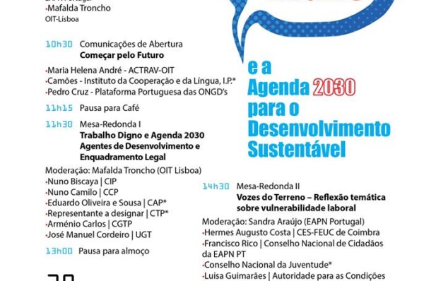 Conferência “O Trabalho Digno e a Agenda 2030 para o Desenvolvimento Sustentável”