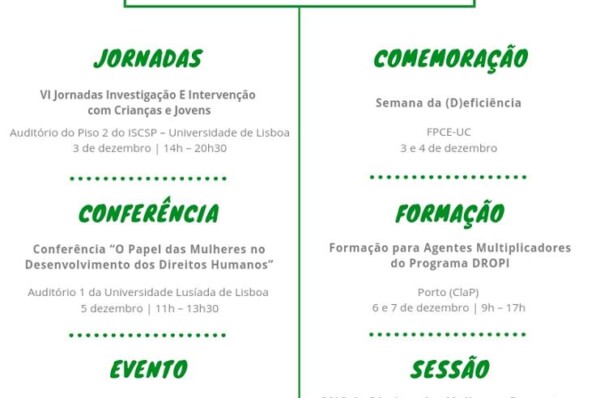 AGENDA SEMANAL 3 a 9 de dezembro
