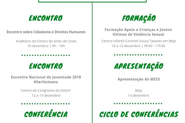 Agenda Semanal de 10 a 15 de dezembro de 2018