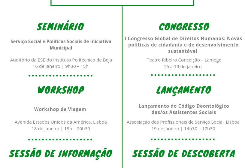  Agenda Semanal – 14 a 20 de Janeiro