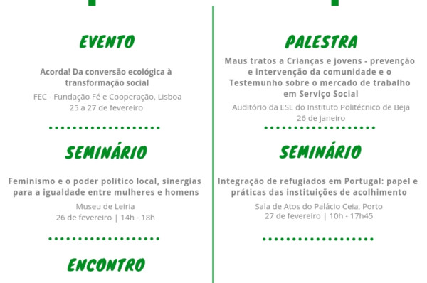 Agenda Semanal de 25 de fevereiro  a 3 de março de 2019