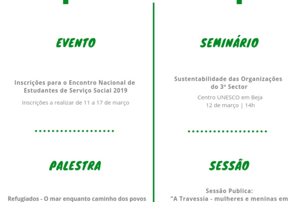 Agenda Semanal de 11 a 17 de março de 2019