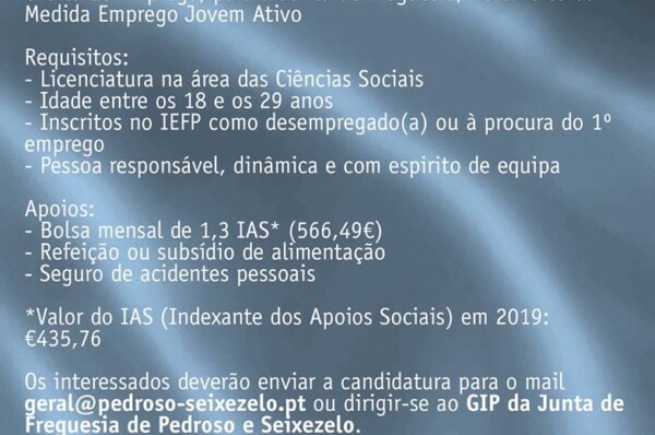 Junta de Freguesia de Pedroso e Seixezelo encontra-se a recrutar Técnico/a Superior de Ação Social