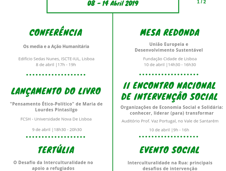  Agenda semanal de 8 a 14 de Abril de 2019