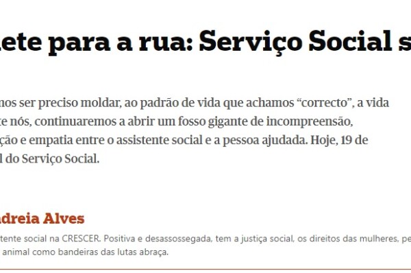 Artigo de Opinião ” Do gabinete para a rua: Serviço Social sem portas”
