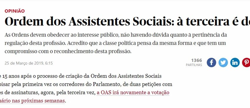  Ordem dos Assistentes Sociais: à terceira é de vez?