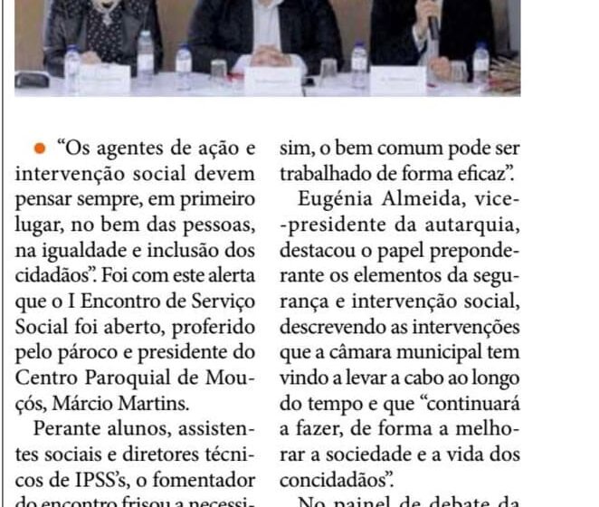  Notícia” Assistentes Sociais preponderantes para a Coesão da Comunidade “