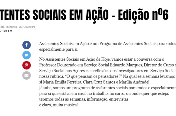 Programa de Rádio : Assistentes Sociais em Ação nº 6