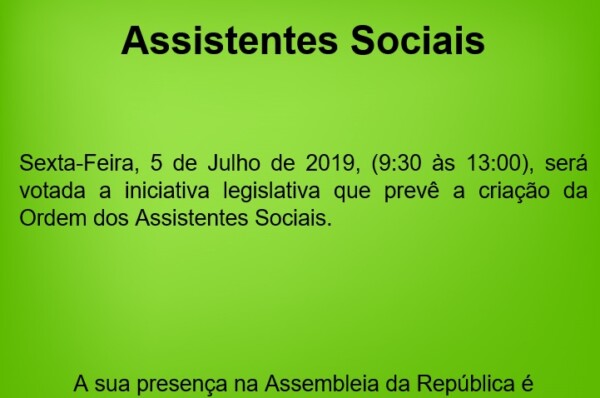 Votação para a Criação da Ordem dos Assistentes Sociais