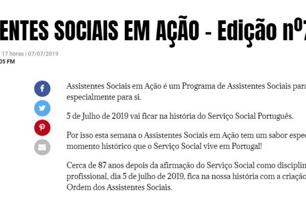 Programa de Rádio  Assistentes Sociais em Ação nº 7