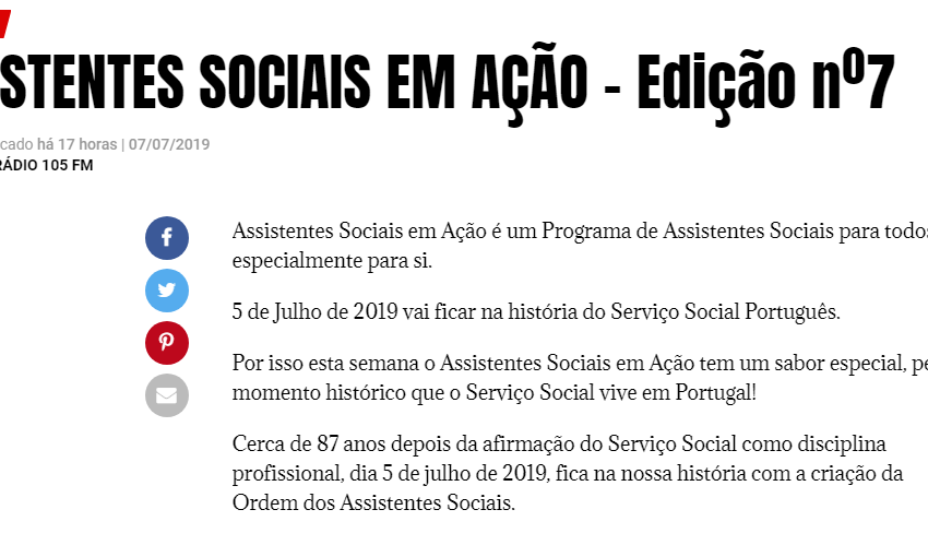  Programa de Rádio  Assistentes Sociais em Ação nº 7