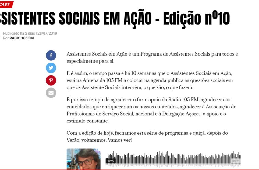 Programa de Rádio Assistentes Sociais em Ação nº 10