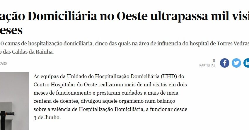  Notícia ” Hospitalização Domiciliária no Oeste ultrapassa mil visitas em dois meses”
