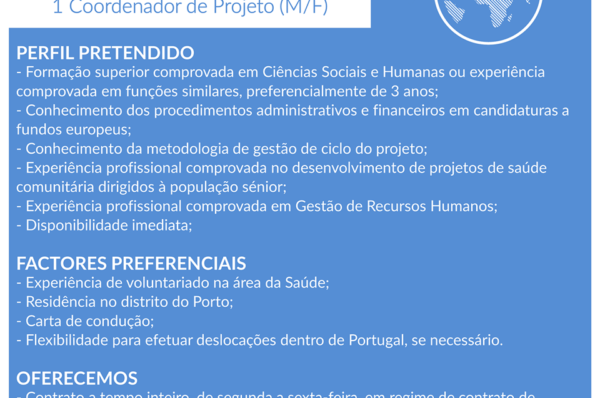 Mundo a Sorrir encontra-se a recutar Coordenador/a de Projeto