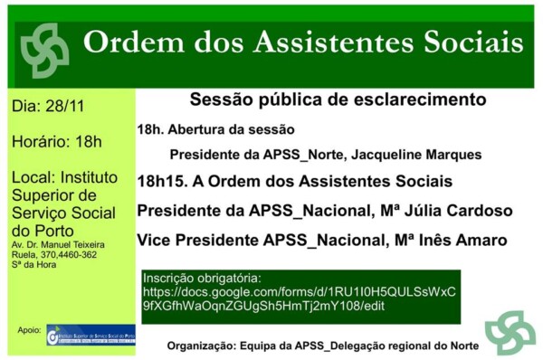 Sessão de Esclarecimento sobre a Ordem dos Assistentes Sociais