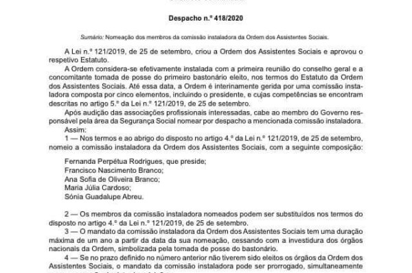 Comissão Instaladora da Ordem dos Assistentes Sociais já foi nomeada