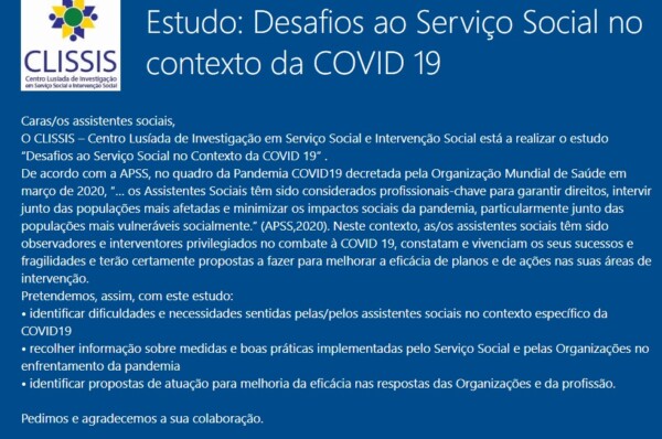 Estudo: Desafios ao Serviço Social no contexto da COVID 19