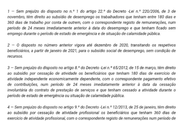 Diminuição dos prazos de garantia para acesso a prestações de desemprego e ao subsídio por cessação de atividade