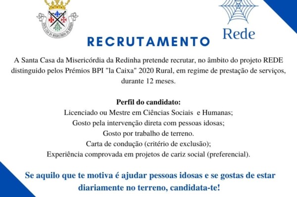 Santa Casa da Misericórdia da Redinha encontra-se a recrutar  Licenciado/a na área das Ciências Sociais e Humanas