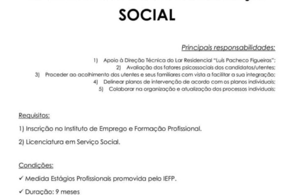 IPSS ” ACASO ” encontra-se a recrutar Assistente Social