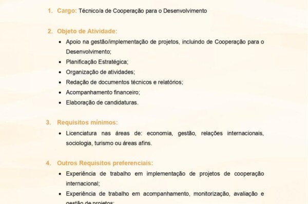ADPM Mértola encontra-se a recrutar Técnico de Cooperação para o Desenvolvimento
