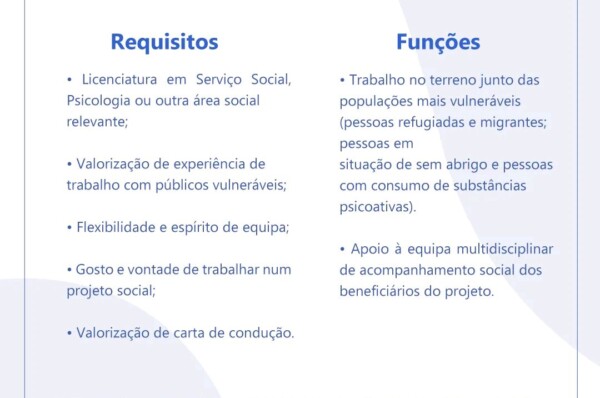 Crescer encontra-se a recrutar Técnico/a de Intervenção Comunitária