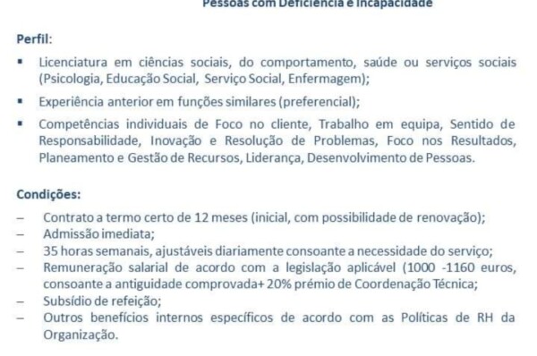 Cercica encontra-se a recrutar Coordenador/a Técnico para Lar Residencial