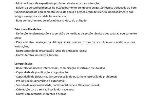 Associação de Paralisia Cerebral de Lisboa encontra-se a recrutar Diretor/Coordenador Técnico de Equipamento Social